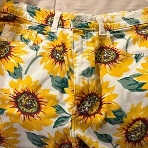 American Apparel Floral Jean shorts with Yellow and Green
